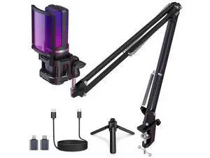Gaming USB Microphone,Noise Cancellation Condenser mic,RGB Microphone with Mute,Gain,Monitoring,Boom Arm,Pop Filter for Phone,PC,Computer,Mac,Streaming,Podcast Gaming USB Microphone,Noise Cancellation Condenser mic,RGB Microphone with Mute,Gain,Monitoring,Boom Arm,Pop Filter for Phone,PC,Computer,Mac,Streaming,Podcast