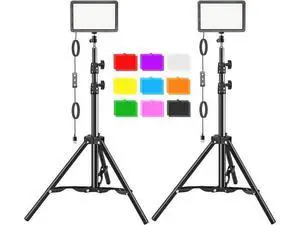 Studio LED Video Light Kit - 9 Color Filters, Adjustable Tripod, for Photo Video Streaming Studio LED Video Light Kit - 9 Color Filters, Adjustable Tripod, for Photo Video Streaming