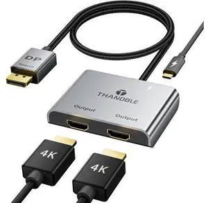 DisplayPort to Dual HDMI Adapter (4K@60Hz) DP to HDMI Splitter for Dual Monitors Extended Display MST Display Port to HDMI 1 in 2 Out Hub for PC Graphics Card DisplayPort to Dual HDMI Adapter (4K@60Hz) DP to HDMI Splitter for Dual Monitors Extended Display MST Display Port to HDMI 1 in 2 Out Hub for PC Graphics Card