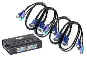 4 Port VGA KVM Switch PS/2 Mouse Keyboard Console Manual Button Press Select With Cable High Resolution 460SL 4 Port VGA KVM Switch PS/2 Mouse Keyboard Console Manual Button Press Select With Cable High Resolution 460SL
