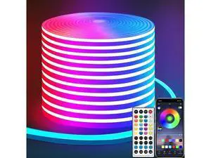 50ft LED Neon Strip Light with Remote APP Control IP65 Waterproof Flexible neon LED Rope Lights 24V RGB neon LED Lights for Bedroom Room Outdoors Dcor 50ft LED Neon Strip Light with Remote APP Control IP65 Waterproof Flexible neon LED Rope Lights 24V RGB neon LED Lights for Bedroom Room Outdoors Dcor