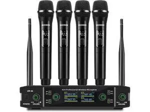UHF Wireless Microphone Systems, 4 Channels Cordless Handheld Dynamic Mic Set, Auto Connect 300ft Range Transmission for Singing, , DJ Party, Church, Wedding, PA Speaker UHF Wireless Microphone Systems, 4 Channels Cordless Handheld Dynamic Mic Set, Auto Connect 300ft Range Transmission for Singing, , DJ Party, Church, Wedding, PA Speaker