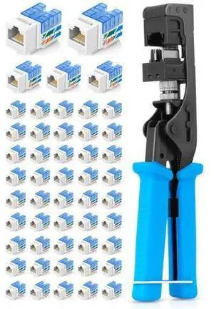 Everest Media Solutions Bundle - 2 Items: easyJACK - Speed Termination Tool + 50 Pack of RJ45 CAT5e UTP Keystone Jacks - White Everest Media Solutions Bundle - 2 Items: easyJACK - Speed Termination Tool + 50 Pack of RJ45 CAT5e UTP Keystone Jacks - White