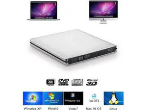 CENULIN Blu-ray Burner USB3.0 External Optical Drive DVD Player Aluminum Blu Ray Writer Reader 3D 6x Slim BD CD DVD Player for Laptop Desktop Windows XP/7/8/10,Mac OS CENULIN Blu-ray Burner USB3.0 External Optical Drive DVD Player Aluminum Blu Ray Writer Reader 3D 6x Slim BD CD DVD Player for Laptop Desktop Windows XP/7/8/10,Mac OS