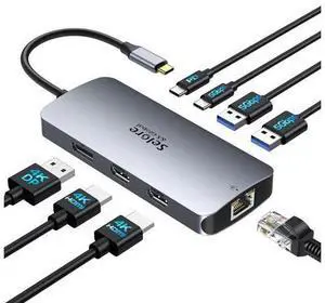 USB C Docking Station Dual Monitor, Selore Docking Station 3 Monitors Triple 4K Display with 2 HDMI, DisplayPort, 1 Gbps Ethernet, 100W PD Charging, USB 3.0 Ports Adapter for Dell, HP, Lenovo,etc USB C Docking Station Dual Monitor, Selore Docking Station 3 Monitors Triple 4K Display with 2 HDMI, DisplayPort, 1 Gbps Ethernet, 100W PD Charging, USB 3.0 Ports Adapter for Dell, HP, Lenovo,etc