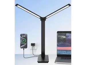 LED Desk Lamp with USB Charging Port, Black Desk Lamps Bright Desk Light with Night Light, Timer and 5 Light Modes for Home Office College Dorm Room LED Desk Lamp with USB Charging Port, Black Desk Lamps Bright Desk Light with Night Light, Timer and 5 Light Modes for Home Office College Dorm Room