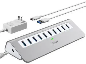 Powered USB Hub 10Gbps 10 Port USB 3.1 Hub with 30W(12V/2.5A) Power Adapter USB Type A and Type C Cable Aluminum USB Port Hub for Laptop MacBook and Desktop Computer Powered USB Hub 10Gbps 10 Port USB 3.1 Hub with 30W(12V/2.5A) Power Adapter USB Type A and Type C Cable Aluminum USB Port Hub for Laptop MacBook and Desktop Computer
