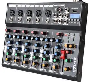 Dj Mixers 7 Channel Audio Mixer Sound Board with Bluetooth, Usb Audio Interface with 48V Phantom Power Sounds Mixer Board with FX Reverb Delay Effect for Streaming Dj Mixers 7 Channel Audio Mixer Sound Board with Bluetooth, Usb Audio Interface with 48V Phantom Power Sounds Mixer Board with FX Reverb Delay Effect for Streaming