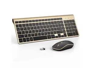 J JOYACCESS Wireless Keyboard Mouse, Ultra Slim and Compact Computer Cordless Keyboard and Mouse Combo for Laptop, Windows,Desktop, PC-Black Gold J JOYACCESS Wireless Keyboard Mouse, Ultra Slim and Compact Computer Cordless Keyboard and Mouse Combo for Laptop, Windows,Desktop, PC-Black Gold