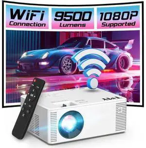 Mini WiFi Projector, 1080P HD Portable Projector with 9500 Lumen, Outdoor Movie Projector for Smartphone, Compatible with iOS/Android/PC/TV Stick/PS5/HDMI/AV/USB/TF Mini WiFi Projector, 1080P HD Portable Projector with 9500 Lumen, Outdoor Movie Projector for Smartphone, Compatible with iOS/Android/PC/TV Stick/PS5/HDMI/AV/USB/TF