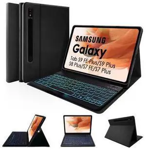LAMA Backlit Keyboard Case for Samsung Galaxy 12.4 inch S9 FE Plus/S9 Plus/S8 Plus/S7 FE/S7 Plus, S9+ Case with Keyboard & S Pen Holder, Detachable Keyboard with Slim Cover for Samsung 12.4'', BK LAMA Backlit Keyboard Case for Samsung Galaxy 12.4 inch S9 FE Plus/S9 Plus/S8 Plus/S7 FE/S7 Plus, S9+ Case with Keyboard & S Pen Holder, Detachable Keyboard with Slim Cover for Samsung 12.4'', BK