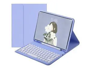 HENGHUI iPad Mini 7/6th Gen Keyboard Case, Cute Round Key Color Wireless Detachable BT Keyboard Cover, Purple HENGHUI iPad Mini 7/6th Gen Keyboard Case, Cute Round Key Color Wireless Detachable BT Keyboard Cover, Purple