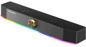 Thomson Computer Speakers, Bluetooth Computer SoundBar, Dynamic RGB PC Speakers with 10W Stereo Sound, 3.5mm Aux-in Connection, USB Powered Computer Speakers for PC, Desktop Monitor, Laptop, Tablets Thomson Computer Speakers, Bluetooth Computer SoundBar, Dynamic RGB PC Speakers with 10W Stereo Sound, 3.5mm Aux-in Connection, USB Powered Computer Speakers for PC, Desktop Monitor, Laptop, Tablets
