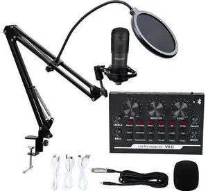 Podcast Equipment Bundle, BM-800 Mic Kit and V8 Live Sound Card with Audio Mixer, Mic for Gaming, Live Streaming, Podcasting, Music Recording, with Adjustment Arm Stand Podcast Equipment Bundle, BM-800 Mic Kit and V8 Live Sound Card with Audio Mixer, Mic for Gaming, Live Streaming, Podcasting, Music Recording, with Adjustment Arm Stand