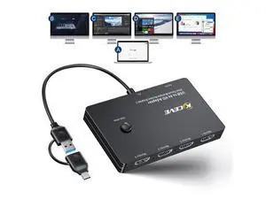 KCEVE USB to 4 HDMI Adapter, Multi-Monitor Display 5 Separate Screens, Support Mirror/Extend Mode Compatible with Windows, M1/M2 Mac OS, with Black Screen Function KCEVE USB to 4 HDMI Adapter, Multi-Monitor Display 5 Separate Screens, Support Mirror/Extend Mode Compatible with Windows, M1/M2 Mac OS, with Black Screen Function