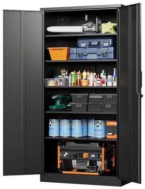 Metal Garage Storage Cabinets with Lock-72 Tall Tool Organizer Steel Lockers, 5 Adjustable Layers Shelves for Home,Office,Warehouse,Garage,(Black-72) | with Lock Metal Garage Storage Cabinets with Lock-72 Tall Tool Organizer Steel Lockers, 5 Adjustable Layers Shelves for Home,Office,Warehouse,Garage,(Black-72) | with Lock