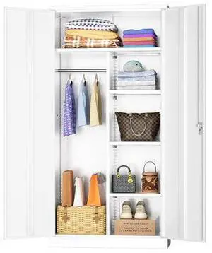 INTERGREAT Wardrobe Cabinets with Locking Doors and Shelves, Clothing Locker 72 X 32 X 16 Storage Cabinets for Home Room, School, Employee,Gym (White) INTERGREAT Wardrobe Cabinets with Locking Doors and Shelves, Clothing Locker 72 X 32 X 16 Storage Cabinets for Home Room, School, Employee,Gym (White)