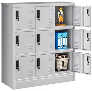 INTERGREAT 9 Door Storage Locker for Employee, Metal Locker for Office, Gym, Shool, Lockable Steel Locker with Lock and Card Slot for Home, Garage, Grey INTERGREAT 9 Door Storage Locker for Employee, Metal Locker for Office, Gym, Shool, Lockable Steel Locker with Lock and Card Slot for Home, Garage, Grey