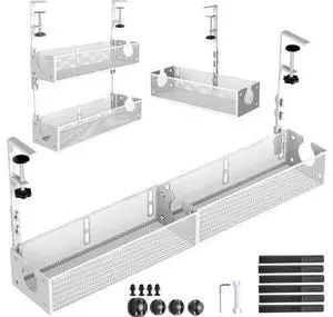 Multi-Model Under Desk Cable Management 2 Pack Metal Under Desk Wire Management Tray Clamp Mount Under Table Cord Management No Damage The Desk White Multi-Model Under Desk Cable Management 2 Pack Metal Under Desk Wire Management Tray Clamp Mount Under Table Cord Management No Damage The Desk White