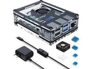 Raspberry Pi 4 Case with Fan Cooling Pi 4B Case with 5V 3A Power Supply, 4 pcs Aluminum Heatsinks Support Pi 4 Model B 8gb/4gb (No Raspberry Pi Board) Raspberry Pi 4 Case with Fan Cooling Pi 4B Case with 5V 3A Power Supply, 4 pcs Aluminum Heatsinks Support Pi 4 Model B 8gb/4gb (No Raspberry Pi Board)
