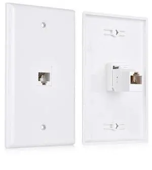 Cable Matters 2-Pack 1-Port Ethernet Wall Plate, Cat6 Wall Plate / Cat5 Ethernet Wall Outlet in White with White Ethernet Keystone Jack Cable Matters 2-Pack 1-Port Ethernet Wall Plate, Cat6 Wall Plate / Cat5 Ethernet Wall Outlet in White with White Ethernet Keystone Jack