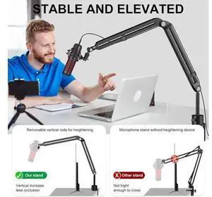 Microphone Boom Arm, AK-45 Desk Adjustable Compact Mic Suspension Boom Scissor Arm Stand For Blue Yeti,Snowball iCE, HyperX QuadCast,SoloCast,Elgato Wave,Etc Microphone Boom Arm, AK-45 Desk Adjustable Compact Mic Suspension Boom Scissor Arm Stand For Blue Yeti,Snowball iCE, HyperX QuadCast,SoloCast,Elgato Wave,Etc