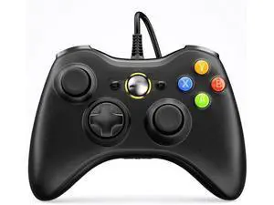 PC Controller, Wired Controller Compatible with Microsoft Xbox 360 & Slim/PC Windows 10/8/7, with Upgraded Joystick, Double Shock | Enhanced - Black PC Controller, Wired Controller Compatible with Microsoft Xbox 360 & Slim/PC Windows 10/8/7, with Upgraded Joystick, Double Shock | Enhanced - Black