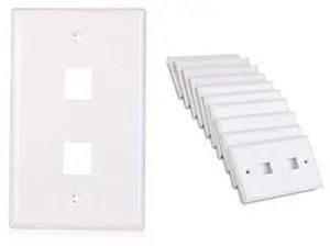 cable matters 10-pack low profile 2-port keystone jack wall plate in white cable matters 10-pack low profile 2-port keystone jack wall plate in white