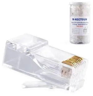 Cat6 RJ45 Connectors,100-PACK Cat 6 Ends/Cat6 Connector/Cat6 RJ45 Modular Plugs(3-Prong Gold Plated 3),UTP Network Plug for Solid Strand Cable Cat6 RJ45 Connectors,100-PACK Cat 6 Ends/Cat6 Connector/Cat6 RJ45 Modular Plugs(3-Prong Gold Plated 3),UTP Network Plug for Solid Strand Cable
