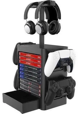 Games Storage Tower(Up to 10 Games) for PS5,Game Disk Rack and Controller/Headset Stand Holder Compatible with Xbox Series X/Nintendo Switch/PS4 Games Storage Tower(Up to 10 Games) for PS5,Game Disk Rack and Controller/Headset Stand Holder Compatible with Xbox Series X/Nintendo Switch/PS4