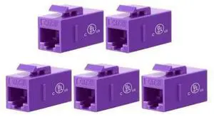 RJ45 Cat6 Ethernet Keystone Inline Coupler UL Listed, Female to Female Network Insert UTP for Cat6/Cat5e/Cat5 Cable 5-Pack Purple RJ45 Cat6 Ethernet Keystone Inline Coupler UL Listed, Female to Female Network Insert UTP for Cat6/Cat5e/Cat5 Cable 5-Pack Purple