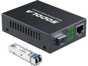 Gigabit Ethernet Media Converter, SingleMode Dual LC Fiber to Ethernet RJ45 Converter for 10/100/1000Base-Tx to 1000Base-LX(with a SFP SMF 1310-nm Module), up to 20-km Gigabit Ethernet Media Converter, SingleMode Dual LC Fiber to Ethernet RJ45 Converter for 10/100/1000Base-Tx to 1000Base-LX(with a SFP SMF 1310-nm Module), up to 20-km