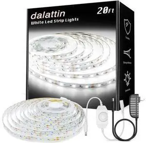 White LED Strip Lights, 20ft Dimmable Super Bright 24V Led Tape Light 6500K 360 LEDs Lights for Bedrooms, Mirror, Kitchen, Home Decoration Daylight White White LED Strip Lights, 20ft Dimmable Super Bright 24V Led Tape Light 6500K 360 LEDs Lights for Bedrooms, Mirror, Kitchen, Home Decoration Daylight White