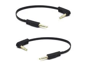 15cm 1/8" 3.5mm TRS Jack Audio Flat Cable, 2 Pack, Straight Male to 90 Degree Angle Male 3.5mm 3 Pole Stereo Plug Headphone Headset AUX Cord 15cm 1/8" 3.5mm TRS Jack Audio Flat Cable, 2 Pack, Straight Male to 90 Degree Angle Male 3.5mm 3 Pole Stereo Plug Headphone Headset AUX Cord