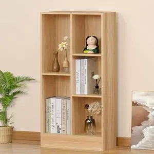 5 Cube Mid-Century Modern Natural Wood Bookshelf with Base, 3 Tier Storage Organizer Shelf, Rustic Wood Display Cabinet for Bedroom, Living Room, Office 5 Cube Mid-Century Modern Natural Wood Bookshelf with Base, 3 Tier Storage Organizer Shelf, Rustic Wood Display Cabinet for Bedroom, Living Room, Office