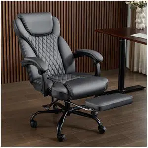 Office Chair, Big and Tall Office Chair with Foot Rest Ergonomic Chair Home Office Desk Chairs Reclining High Back Leather Chair with Lumbar Support(Gray) Office Chair, Big and Tall Office Chair with Foot Rest Ergonomic Chair Home Office Desk Chairs Reclining High Back Leather Chair with Lumbar Support(Gray)