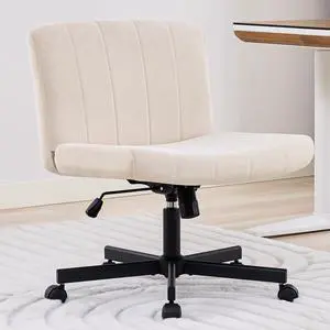 Criss Cross Chair, Wide Cross Legged Desk Chair with Wheels, Comfy Fabric Vanity Chair for Home Office, Adjustable Armless Swivel Task Chair with 90115°Tilt300Lbs/Beige Criss Cross Chair, Wide Cross Legged Desk Chair with Wheels, Comfy Fabric Vanity Chair for Home Office, Adjustable Armless Swivel Task Chair with 90115°Tilt300Lbs/Beige