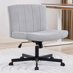amseatec Criss Cross Chair, Wide Cross Legged Desk Chair with Wheels, Comfy Fabric Vanity Chair for Home Office, Adjustable Armless Swivel Task Chair with 90115°Tilt300Lbs/Gray amseatec Criss Cross Chair, Wide Cross Legged Desk Chair with Wheels, Comfy Fabric Vanity Chair for Home Office, Adjustable Armless Swivel Task Chair with 90115°Tilt300Lbs/Gray