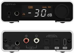 DX1 II Game HiFi DAC Headphone amp - ES9039Q2M DAC 1000mWx2 Fully Balacnced Headphone Amplifier Preamp Gaming Headset Compatible (White) DX1 II Game HiFi DAC Headphone amp - ES9039Q2M DAC 1000mWx2 Fully Balacnced Headphone Amplifier Preamp Gaming Headset Compatible (White)