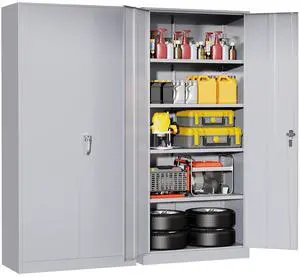 Metal Storage Cabinet with Lock, 72" H Garage Storage Cabinet with Doors and 4 Adjustable Shelves,Grey Steel Locking Cabinets for Office, Home, Garage, Gym, School Metal Storage Cabinet with Lock, 72" H Garage Storage Cabinet with Doors and 4 Adjustable Shelves,Grey Steel Locking Cabinets for Office, Home, Garage, Gym, School