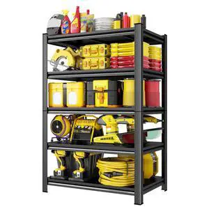 5-Tier Heavy Duty Garage Shelving 63" H*23.6W*11.8" D Adjustable Storage Shelves Metal Industrial Shelf Units for Garage, Basement&Warehouse,steel shelving,Black 5-Tier Heavy Duty Garage Shelving 63" H*23.6W*11.8" D Adjustable Storage Shelves Metal Industrial Shelf Units for Garage, Basement&Warehouse,steel shelving,Black