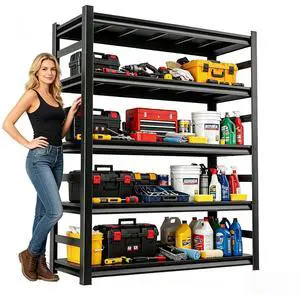 5 Tier Metal Garage Shelving, 36 Wide Heavy Duty Adjustable Garage Storage Shelves, Steel 16 Inch Deep Shelf, for Industrial, Pantry, Warehouse, Basement, Kitchen, Black 72 Inch high 5 Tier Metal Garage Shelving, 36 Wide Heavy Duty Adjustable Garage Storage Shelves, Steel 16 Inch Deep Shelf, for Industrial, Pantry, Warehouse, Basement, Kitchen, Black 72 Inch high