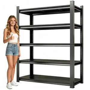 5 Tier Metal Garage Shelving, 40" W Adjustable Heavy Duty Garage Storage Shelves, Steel 18 Inch Deep Shelf, for Industrial, Pantry, Warehouse, Kitchen, Black 5 Tier Metal Garage Shelving, 40" W Adjustable Heavy Duty Garage Storage Shelves, Steel 18 Inch Deep Shelf, for Industrial, Pantry, Warehouse, Kitchen, Black