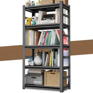 5-Tier Steel Bookcase, Black, Peg Hole Design, Adjustable Shelves, 72×35.4×15.8 Inch 5-Tier Steel Bookcase, Black, Peg Hole Design, Adjustable Shelves, 72×35.4×15.8 Inch