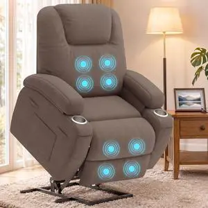 Power Lift Chair Massage Recliner Chairs for Elderly - Ergonomic Design with Cup Holders & Side Pockets, Remote Control (Dark Brown) Power Lift Chair Massage Recliner Chairs for Elderly - Ergonomic Design with Cup Holders & Side Pockets, Remote Control (Dark Brown)