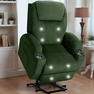 Power Lift Recliner Chair Electric Lift Recliner for Elderly Power Lift Recliner Chair with Cup Holders Side Pockets for Living Room (Corduroy, Green) Power Lift Recliner Chair Electric Lift Recliner for Elderly Power Lift Recliner Chair with Cup Holders Side Pockets for Living Room (Corduroy, Green)