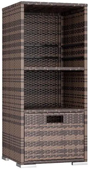 Outdoor Pool Towel Rack Patio Waterproof Rattan Wicker Storage Cabinet Shed with Shelves & Drawer (Brown) Outdoor Pool Towel Rack Patio Waterproof Rattan Wicker Storage Cabinet Shed with Shelves & Drawer (Brown)