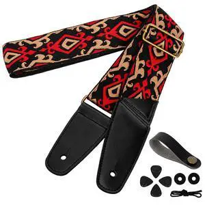 Guitar Strap Vintage Woven Adjustable,includes 2 Strap Locks, For Bass, Electric & Acoustic Guitars (Gilded Sonata) Guitar Strap Vintage Woven Adjustable,includes 2 Strap Locks, For Bass, Electric & Acoustic Guitars (Gilded Sonata)