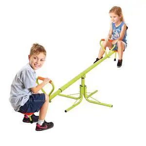 Teeter Totter Kids Seesaw, Outdoor Backyard Equipment 360 Degrees Rotate All Steel Extendable Tubes for Toddlers Children Playground, Green and Orange, 2 Seat Teeter Totter Kids Seesaw, Outdoor Backyard Equipment 360 Degrees Rotate All Steel Extendable Tubes for Toddlers Children Playground, Green and Orange, 2 Seat