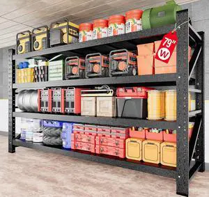 6000LBS Heavy Duty Garage Shelving Units,79" Wide & Deep Storage Shelves,Black Metal Garage Shelves,Large Storage Rack,Steel Shelf,Industrial Shelving for Shop,Warehouse,Basement,79" W x 24" D x 79" H 6000LBS Heavy Duty Garage Shelving Units,79" Wide & Deep Storage Shelves,Black Metal Garage Shelves,Large Storage Rack,Steel Shelf,Industrial Shelving for Shop,Warehouse,Basement,79" W x 24" D x 79" H